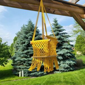 Baby Hanging Chair Macrame Cotton Yellow Indoor Outdoor 6 months-30 months